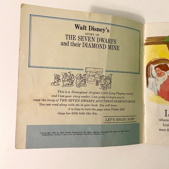 Vintage 1967 Disney The Seven Dwarfs 7 Inch Record and Book - Picture 6 of 15